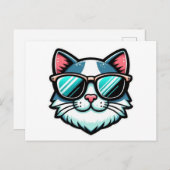 Cool Cat Postcard – Trendy Feline Pop Art Ankündigungspostkarte (Vorne/Hinten)