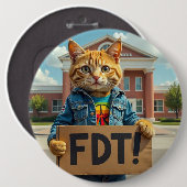 Cool Cat sagt FDT Politisch Button (Vorne & Hinten)