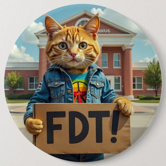 Cool Cat sagt FDT Politisch Button (Vorderseite)