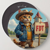 Cool Cat sagt FDT Politisch Button (Vorne & Hinten)