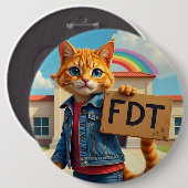 Cool Cat sagt FDT Politisch Button (Vorne & Hinten)