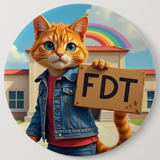Cool Cat sagt FDT Politisch Button (Vorderseite)