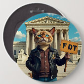 Cool Cat sagt FDT Politisch Button (Vorne & Hinten)