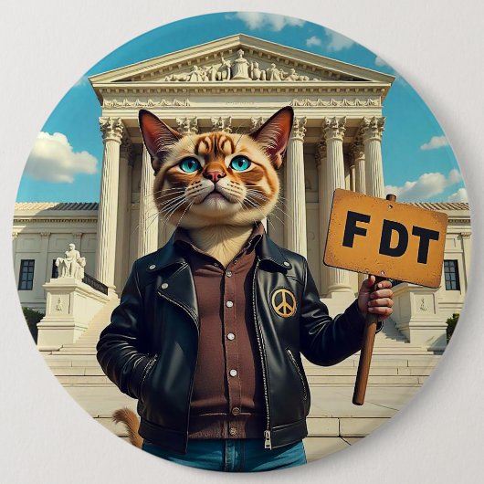 Cool Cat sagt FDT Politisch Button (Vorderseite)