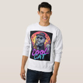 Cool Cat Saxophone – Retro Neon 90s Jazz Cat Desig Sweatshirt (Vorne ganz)
