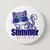 Cool Cat Summer Vibes Button (Vorderseite)