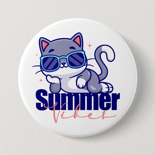 Cool Cat Summer Vibes Button (Vorderseite)