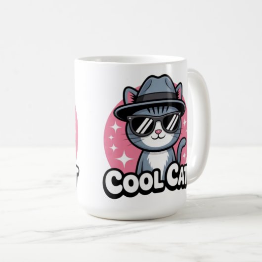 Cool Cat Vibes Kaffeetasse (VorderseiteRechts)