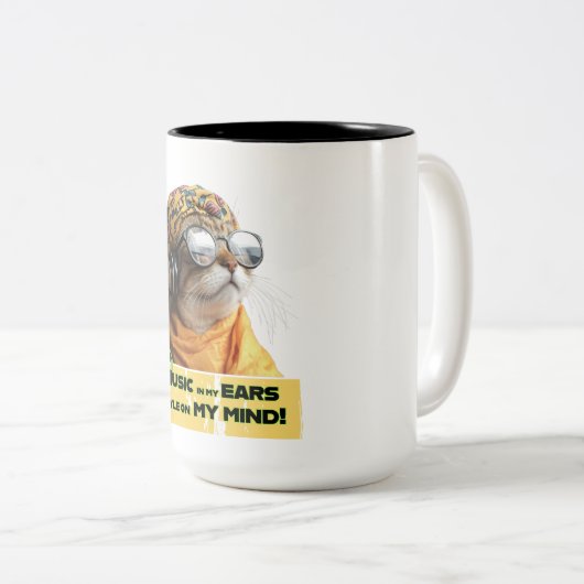 Cool Cat Vibes Zweifarbige Tasse (VorderseiteRechts)