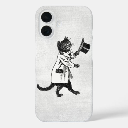 Cool Cat Vintage Schwarz-weiß Grunge iPhone Case (Rückseite)
