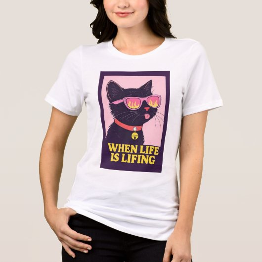 Cool Cat “When Life Is Lifting” T-Shirt Tri-Blend Shirt (Vorderseite)