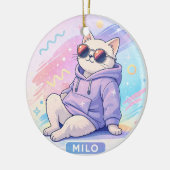Cool Cat with Name MILO | Cute Aesthetic  Keramik Ornament (Links)