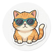 Cool Cat With Sunglasses Sticker Funny Aesthetic 