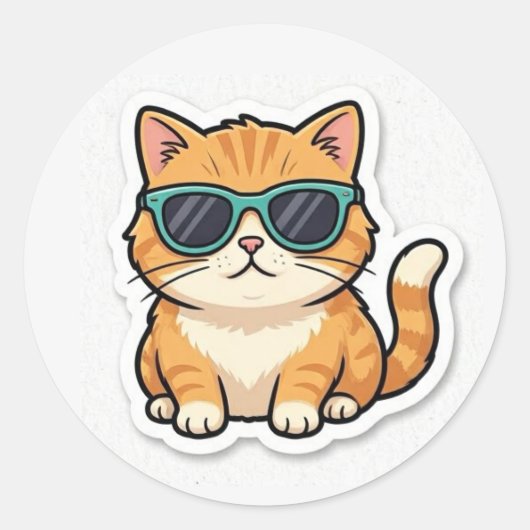 Cool Cat With Sunglasses Sticker Funny Aesthetic  (Vorderseite)