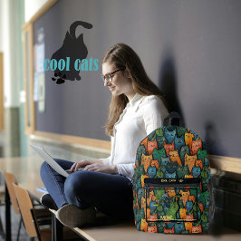 Cool Cats Colorful Cartoon Cat Bedruckter Rucksack