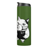 Cool Cats Line Drawing Wearing Face Masks Drinking Thermosbecher (Nach rechts gedreht)