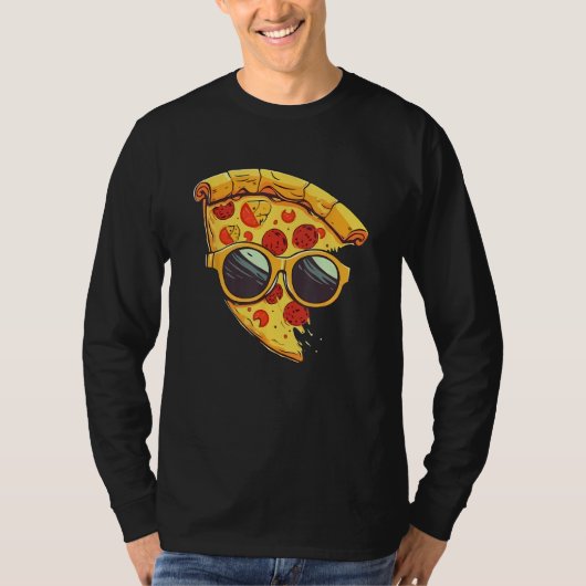 Cool Cheesy Pepperoni Pizza Wearing Sunglasses T-Shirt (Vorderseite)