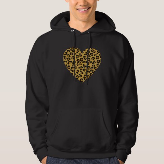 Cool Cheetah Leopard Print Heart Hoodie (Vorderseite)