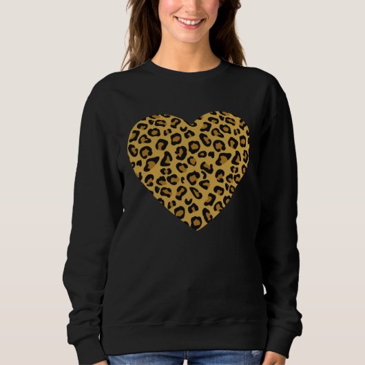Cool Cheetah Leopard Print Heart Sweatshirt (Vorderseite)