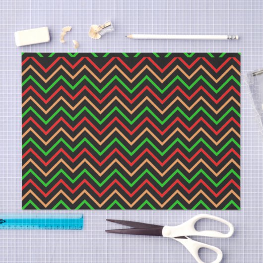 Cool Chevron Pattern on Black Seidenpapier (Handwerk)