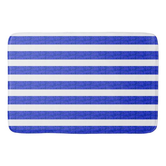 Cool Chic Blue Geometric Stripes Bath Mat Badematte (Vorderseite)