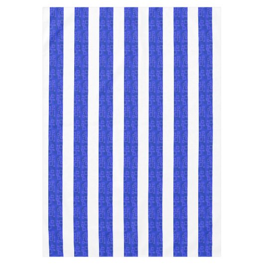 Cool Chic Blue Geometric Stripes Tablecloth Tischdecke (Vorderseite)