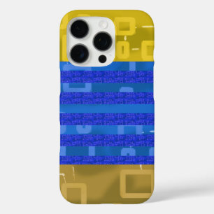 Cool Chic Blue Gold geometrische Streifen iPhone 16 Pro Hülle
