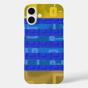 Cool Chic Blue Gold geometrische Streifen iPhone 16 Plus Hülle