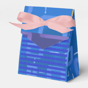 Cool Chic Blue Gold Pink Geometrische Streifen Geschenkschachtel