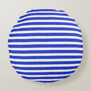 Cool Chic Blue Gold Pink Geometrische Streifen Rundes Kissen