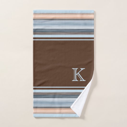 Cool Chic Brown Slate Blue Gray Streifen Badhandtuch Set (Handtuch)