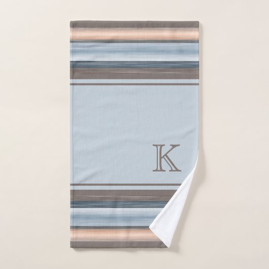 Cool Chic Brown Slate Blue Gray Streifen Badhandtuch Set (Handtuch)