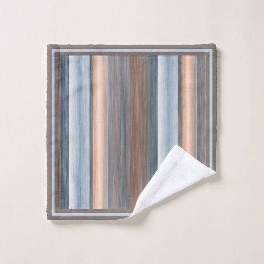 Cool Chic Brown Slate Blue Gray Streifen Badhandtuch Set (Waschlappen)
