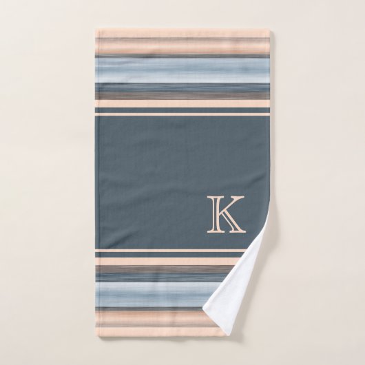 Cool Chic Brown Slate Blue Gray Streifen Badhandtuch Set (Handtuch)