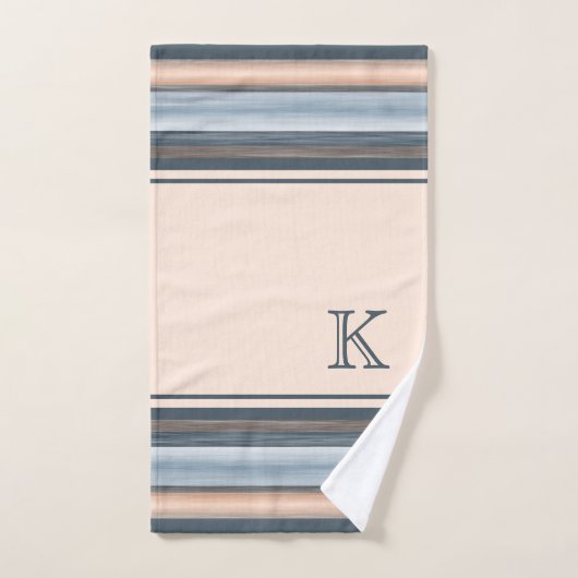 Cool Chic Brown Slate Blue Gray Streifen Badhandtuch Set (Handtuch)