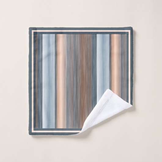 Cool Chic Brown Slate Blue Gray Streifen Badhandtuch Set (Waschlappen)