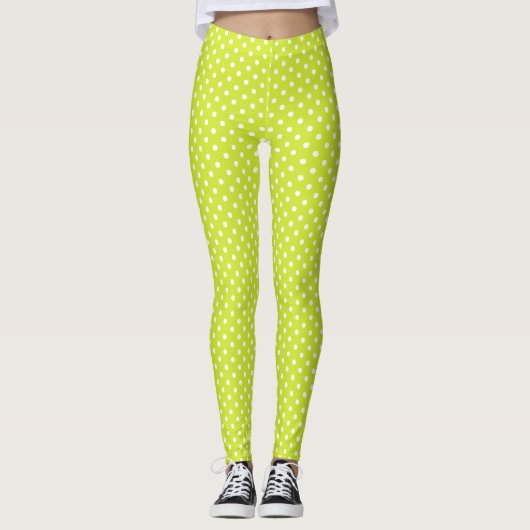 Cool Chic Fashion Green Small Polka Dots Muster Leggings (Vorderseite)