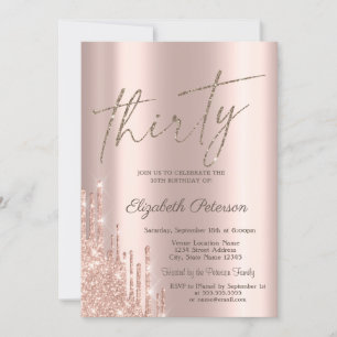 Cool Chic Glitzer Tropfen Rose Gold 30. Geburtstag Einladung