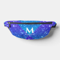 Cool Chic Türkis Lila Glitzer Weißes Monogramm