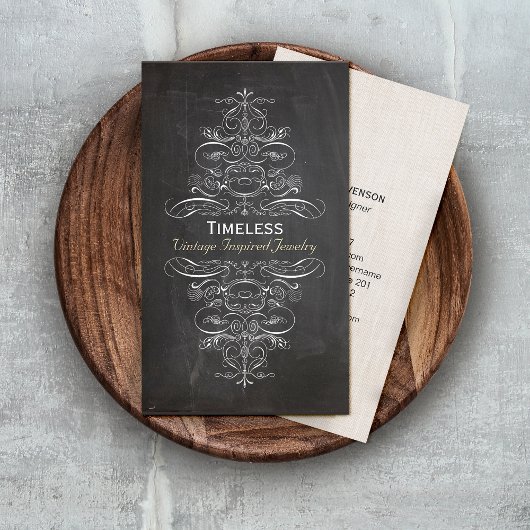 Cool Chic Vintag Rustic Black Chalkboard Visitenkarte