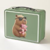 Cool Chill Capybara with Teddy Bear Metal  Metall Brotdose (Rückseite)