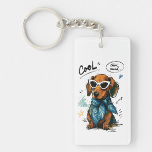 Cool Chill Stimmung Dachshund mit Sonnenbrille Schlüsselanhänger