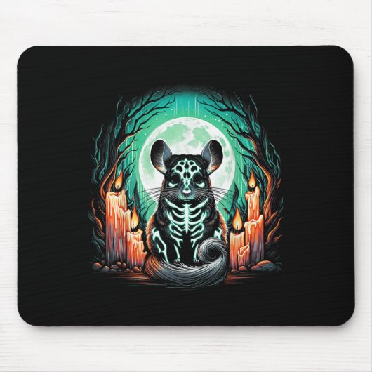 Cool Chinchilla Skeleton Halloween Christmas Birth Mousepad (Vorne)