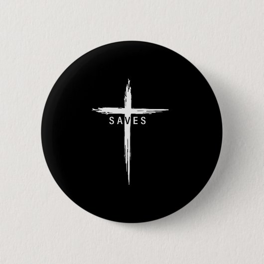 Cool Christian Cross Jesus Saves Men Women Graphic Button (Vorderseite)