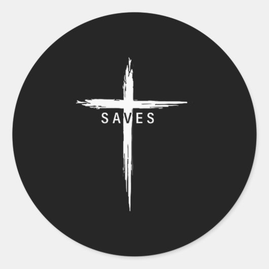 Cool Christian Cross Jesus Saves Men Women Graphic Runder Aufkleber (Vorderseite)