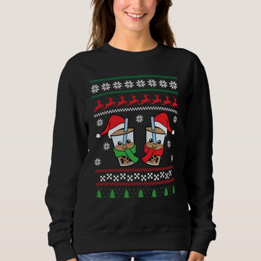 Cool Christmas Winter Holiday Bubble Boba Tea Ugl Sweatshirt (Vorderseite)