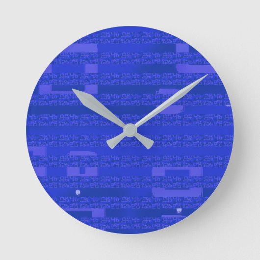 Cool Circuit Blue Geometric Runde Wanduhr (Vorderseite)