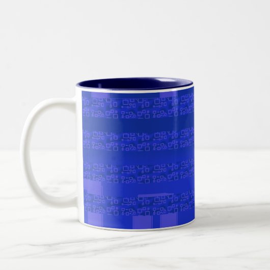 Cool Circuit Blue Geometric Zweifarbige Tasse (Links)