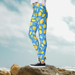 Cool Citrus Fresh Lemons Wasserfarbenes Muster Leggings