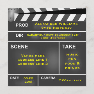 Cool Clapper Board 25. Geburtstag Einladung